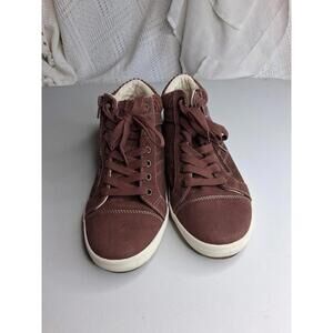 Taos Shoes Women Sz 8 Start Up Lace Up Mid Sneakers Brown Maroon Fabric Casual